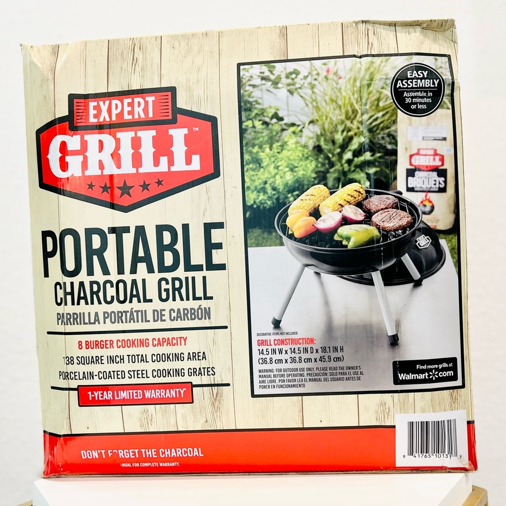 Expert Grill 14.5” Portable Charcoal Grill, Black